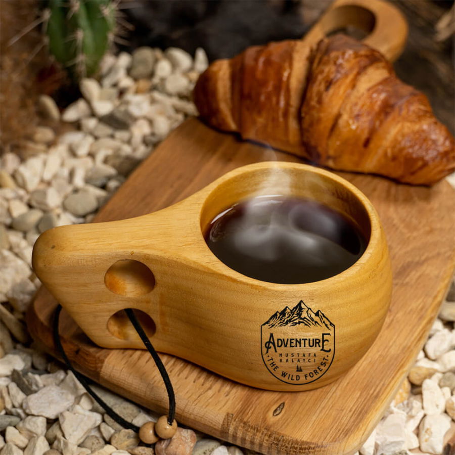 Adventure Tasarımlı Ayous Ağacından Doğal Kuksa Kupa Bardak - Hediyesec (1)