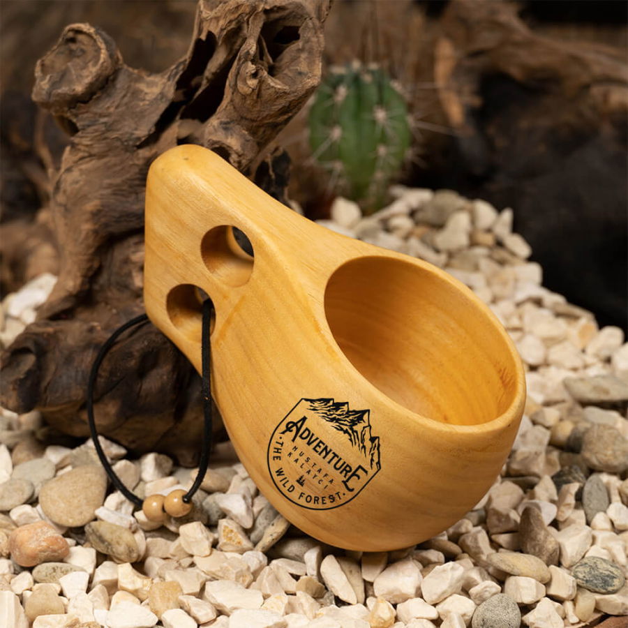 Adventure Tasarımlı Ayous Ağacından Doğal Kuksa Kupa Bardak - 4