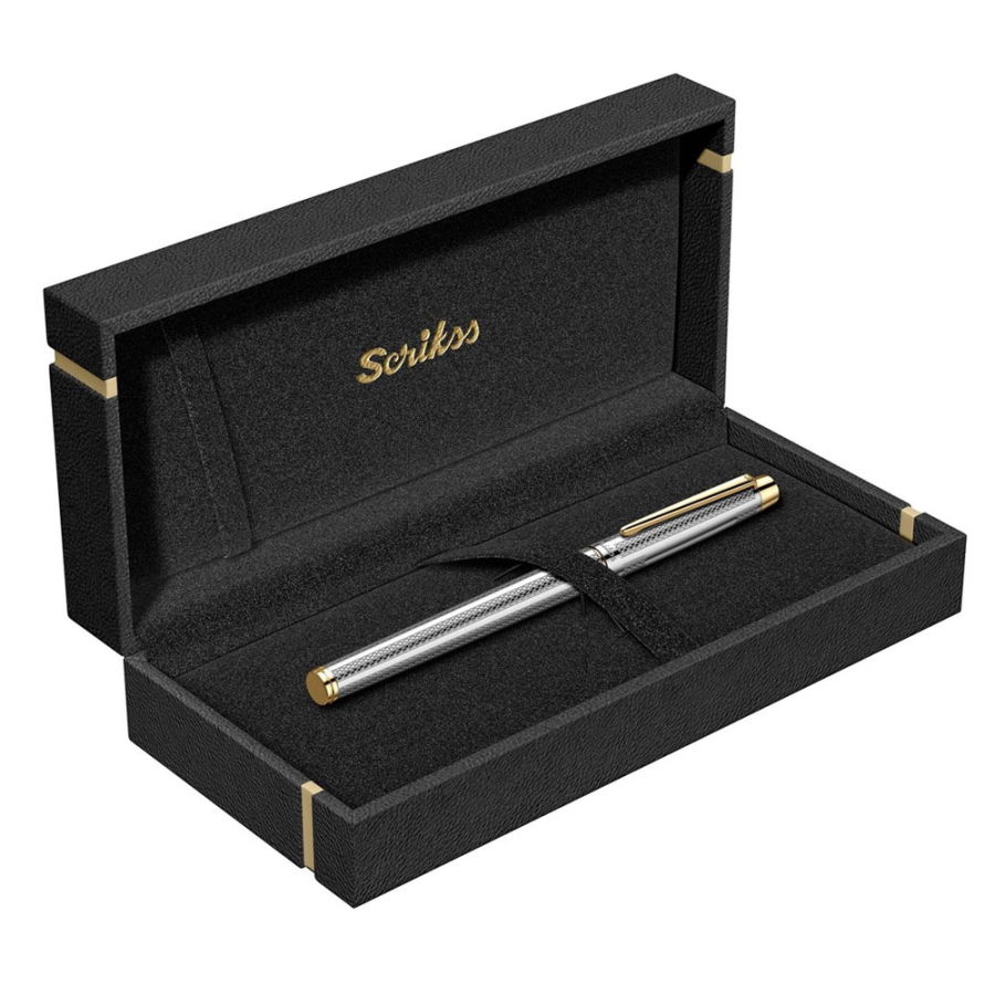 İsme Özel Scrikss Balıksırtı Desenli Gold Krom Dolmakalem - Scrikss (1)