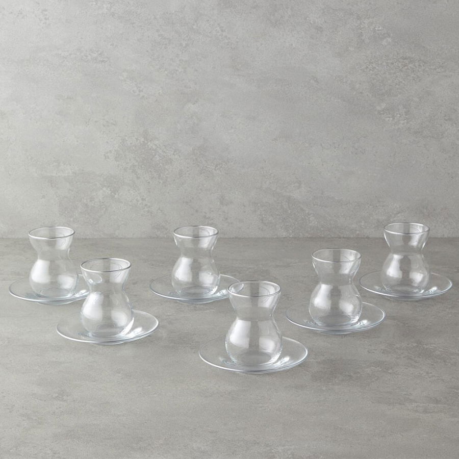 Kişiye Özel Cam 12 Parça 6 Kişilik Çay Seti – 140 ml Silver - Stellar