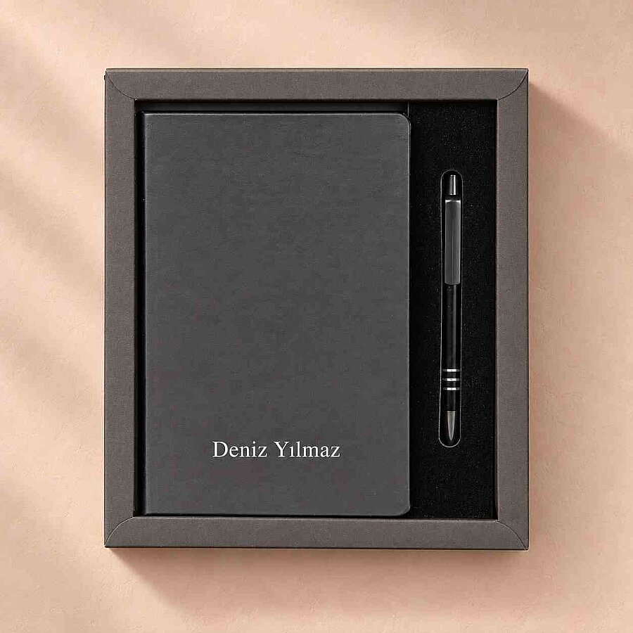 Kişiye Özel Defter ve Tükenmez Kalem Seti – Kutulu Günlük Notlar - 