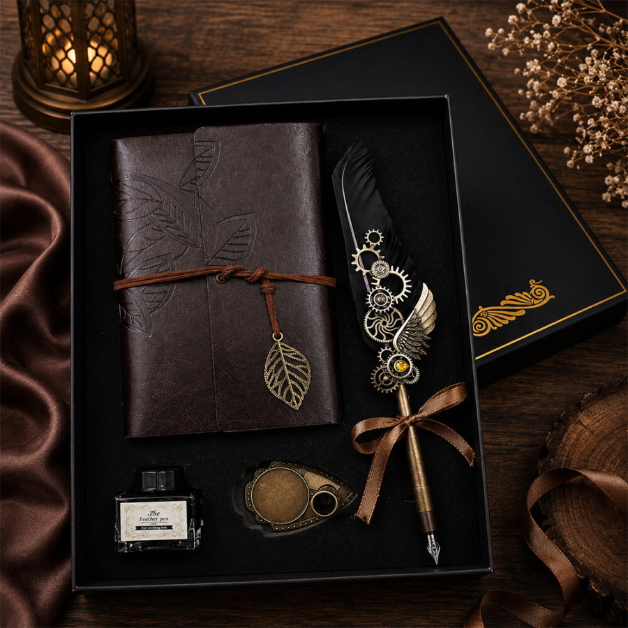 Kişiye Özel Premium Tüylü Divit Hokka Kalem Seti - 4