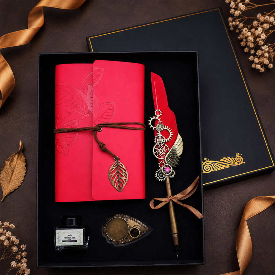Kişiye Özel Premium Tüylü Divit Hokka Kalem Seti - 5