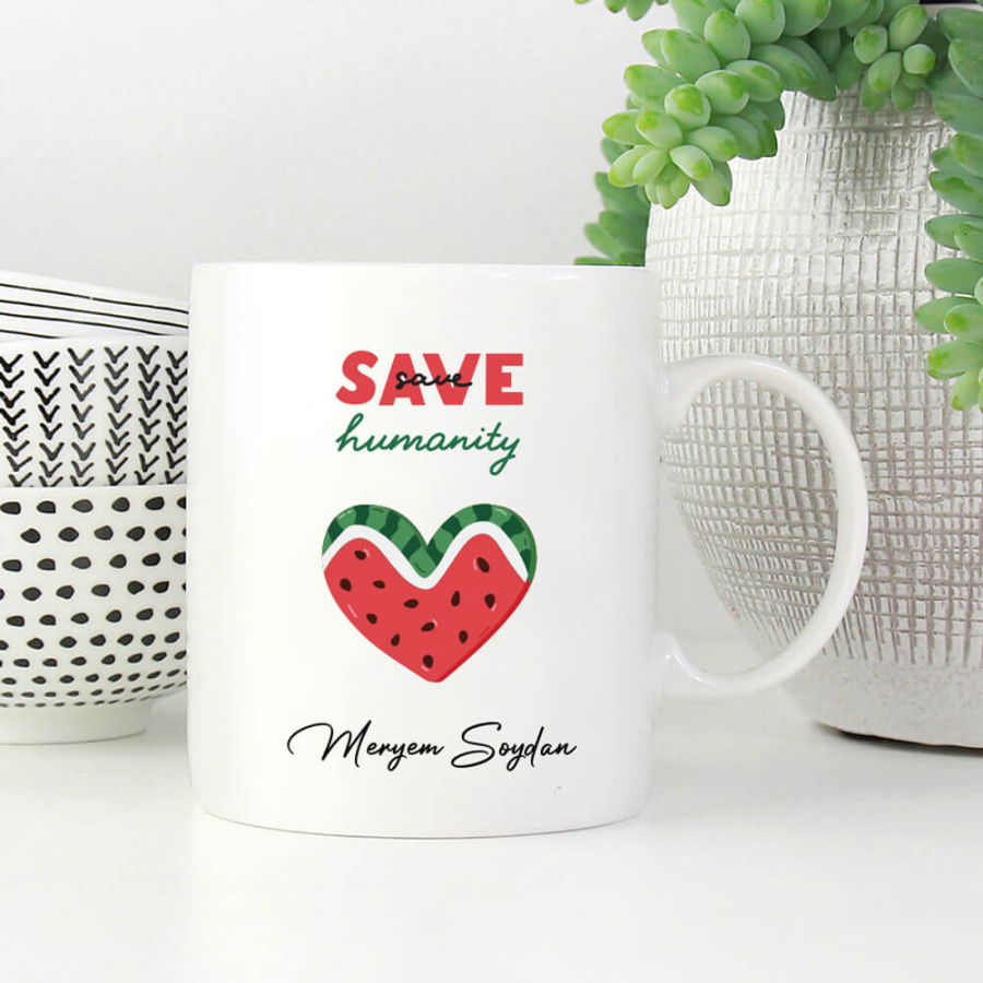 Kişiye Özel Save Humanity Kupa Bardak - Hediyesec