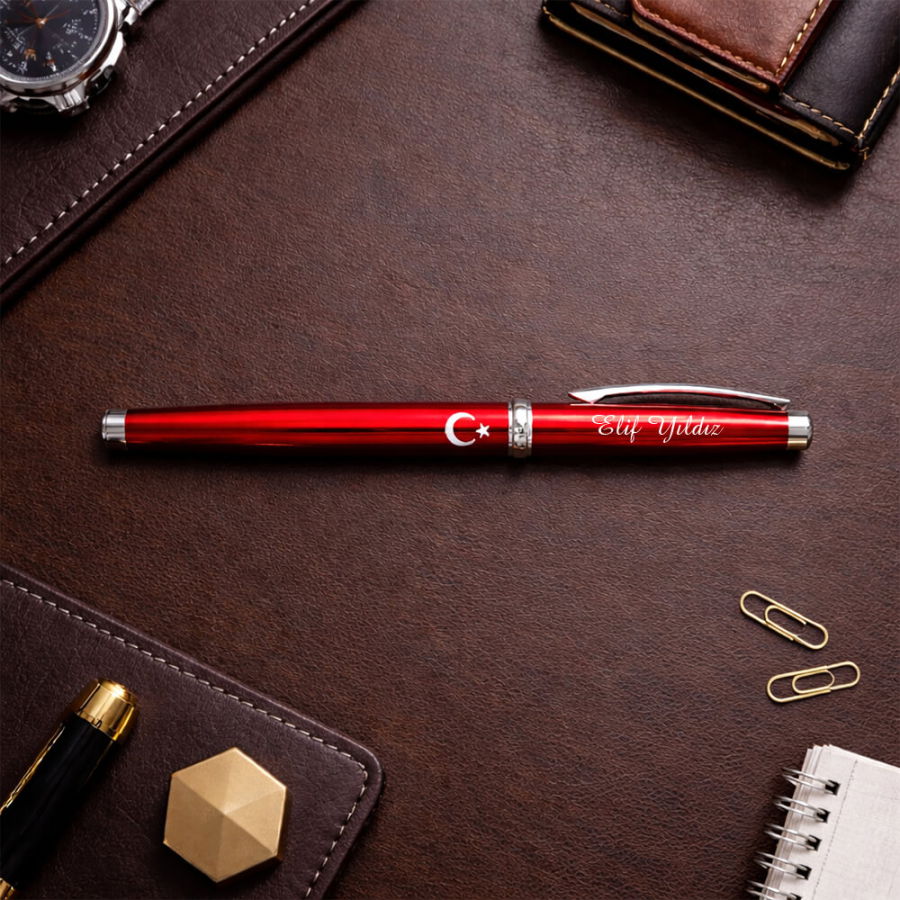 Kişiye Özel Scrikss Ay Yıldız Kırmızı Roller Kalem - 2