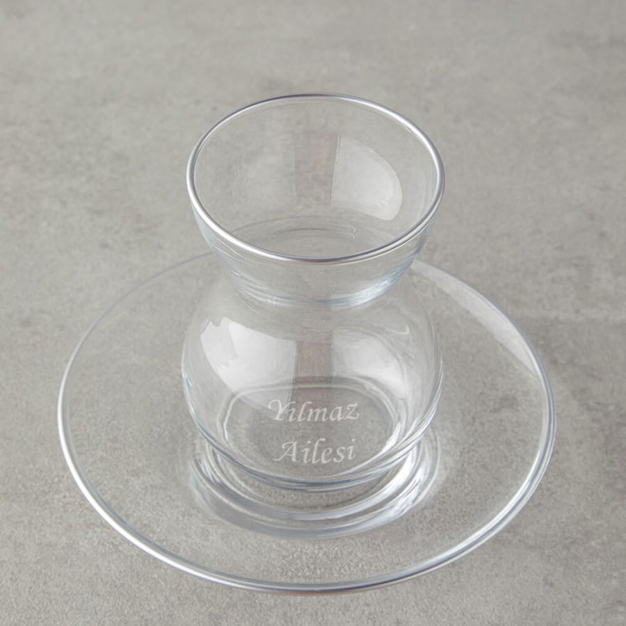 Kişiye Özel Stellar Cam 12 Parça 6 Kişilik Çay Seti – 140 ml Silver - 3